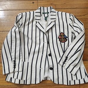 Ralph Lauren Puffy crest University Black and White Striped Blazer